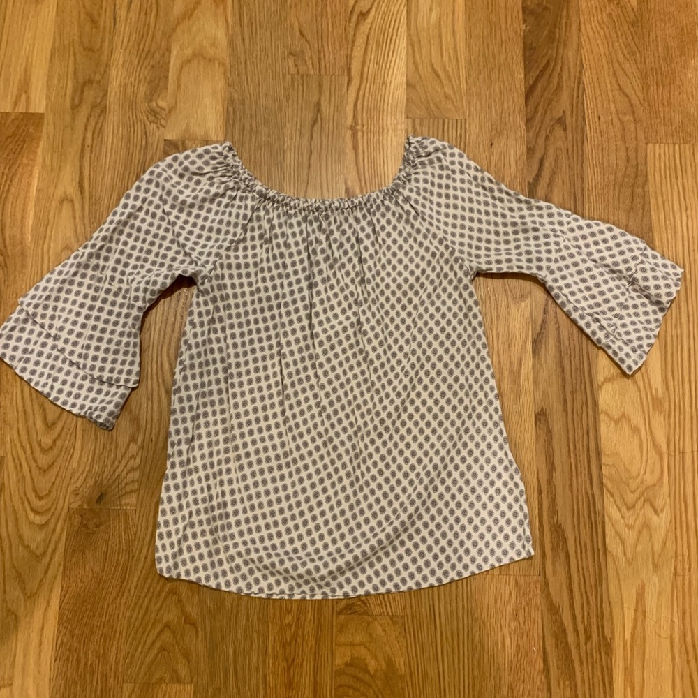 Lascana Printed Off Shoulder Top, Taupe/Print, Size 2